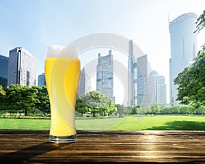 Fresh unfiltered beer in park, Shanghai photo