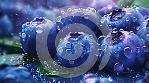 Fresh Unic Blueberries with Droplets