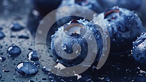 Fresh Unic Blueberries with Droplets