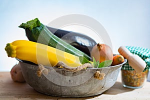 Fresh various vegetables for garnish, soups, gastronomic dishes photo