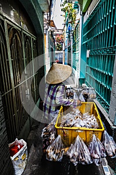 Fresh vegetable bike shop, Saigon, South of Vietnam