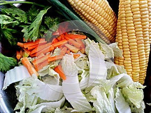 Fresh vegetable on the bowl in the kicthen