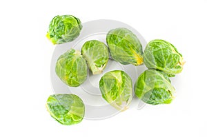 Fresh vegetable.  Brussels sprouts on a white background