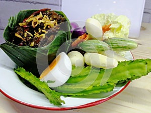 Fresh vegetable with chili sauce, Thai food