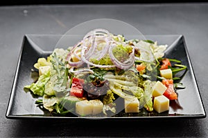 Fresh vegetable greek salad with cheese