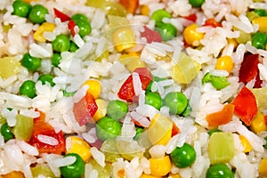 Fresh vegetable mix with rice macro. Healthy food