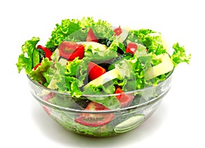 Fresh vegetable salad isolated on a white