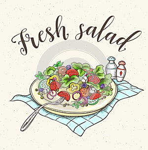 Fresh vegetable salad on a plate