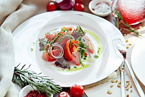 Fresh vegetable salad with tomatoes