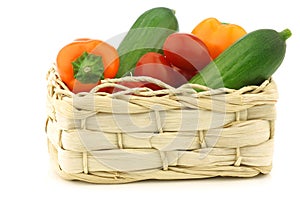 Fresh vegetable snacks in a woven basket