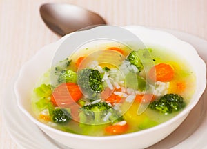 Fresh vegetable soup with rice