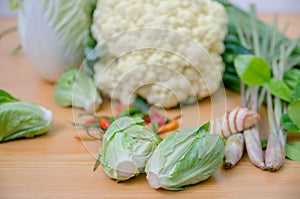 Fresh vegetable on wood table