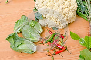 Fresh vegetable on wood table