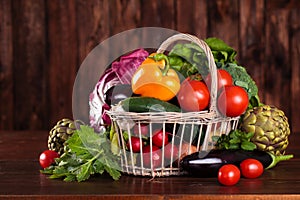 Fresh vegetables in basket.