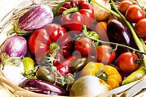Fresh vegetables in a basket,