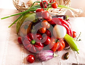 Fresh vegetables in a basket,