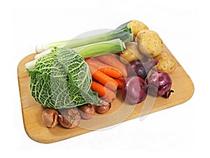 Fresh vegetables on a board