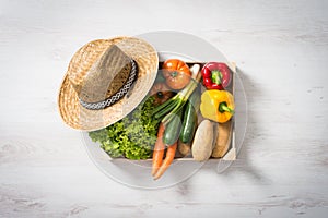 Fresh vegetables in a crate