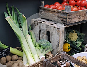 Fresh Vegetables at Farmers Market Stall