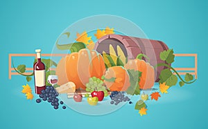 Fresh Vegetables Food Wine Fruit Set