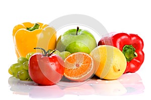 Fresh vegetables and fruit isolated