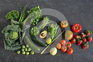Fresh vegetables and fruit selection