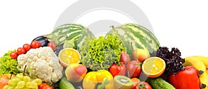 Fresh vegetables and fruits isolated not white