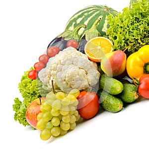 Fresh vegetables and fruits isolated not white