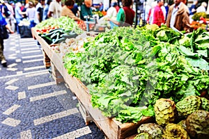 Fresh vegetables and fruits in Mercado Dos Lavradores. Funchal, photo