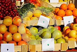 Fresh vegetables and fruits with price tag