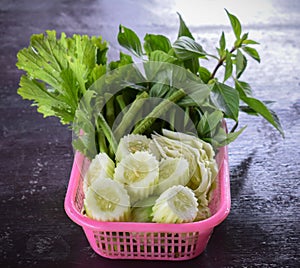 Fresh vegetables with herbs.