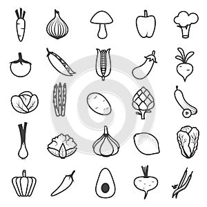 Fresh Vegetables Icons Set