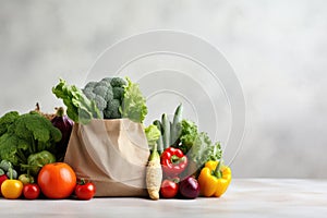 Fresh vegetables, including broccoli, carrots, red potatoes, cauliflower, lettuce, okra, and corn, neatly arranged on white