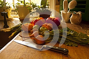 Fresh vegetables in kitchen