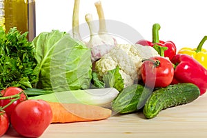 Fresh vegetables on kitchen table. healthy food