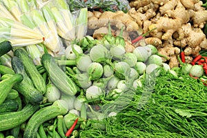 Fresh vegetables in market , Asia, Thailand