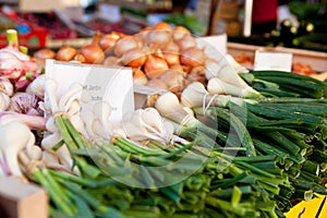 Fresh vegetables on a market stall