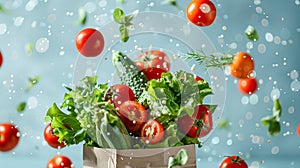 Fresh Vegetables in Mid-Air