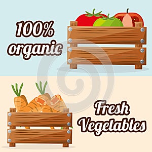 Fresh vegetables organic with wooden box image