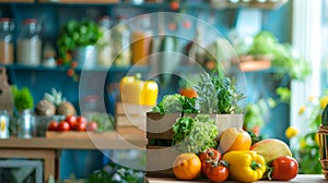 Fresh vegetables in a rustic kitchen setting