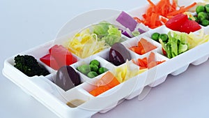 Fresh vegetables served in small portions tray