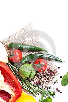 Fresh vegetables and spices