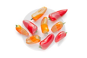 Fresh vegetables sweet Red, Yellow Peppers isolated on white background