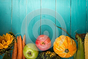 Fresh vegetables on table