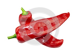Fresh vegetables. Two Red Ramiro Peppers on a white background.