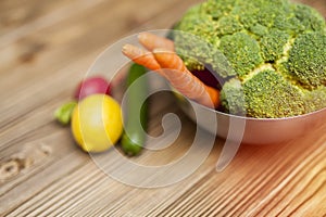 Fresh vegetables on wood table