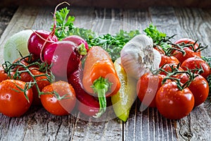 Fresh Vegetables on a Wooden Table