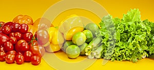 Fresh vegetables on yellow