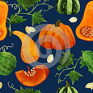 Fresh veggies, seamless pattern, hand drawn vector