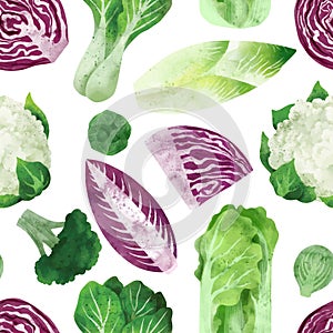 Fresh veggies, seamless pattern, hand drawn vector